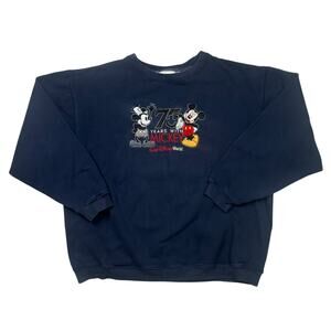 Vintage 75 Years Disney World Mickey Mouse Crewneck Sweater